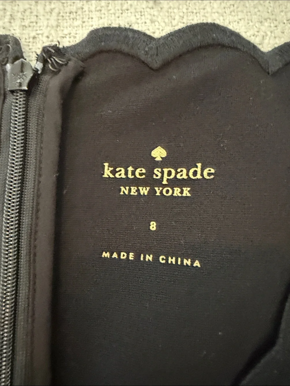 kate spade Black Scallop-Trim A-Line Dress